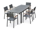 Ensemble repas de jardin Table extensible en Aluminium et 6 fauteuils - ORSINO