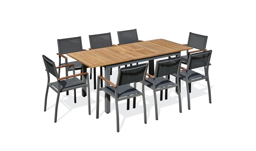 acacia Ensemble de repas composé d'une table et de 8 fauteuils de jardin ORSINO-TB200ACACIA+8FT acacia Ensemble de repas composé d'une table et de 8 fauteuils de jardin ORSINO-TB200ACACIA+8FT