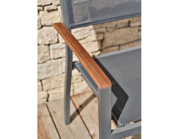 Ensemble de repas de jardin 6 places en bois d'acacia massif - ORSINO