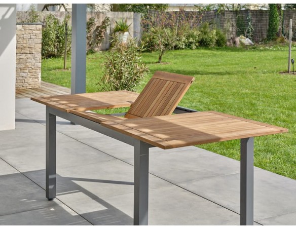 Table de jardin extensible en Acacia alu anthracite - ORSINO