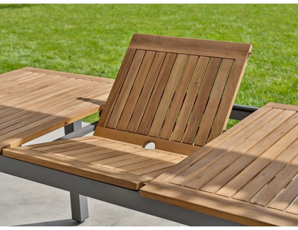 Table de jardin extensible en Acacia alu anthracite - ORSINO
