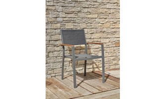 Fauteuil de jardin ORSINO alu et acacia - ANTHRACITE ORSINO-FTANTH