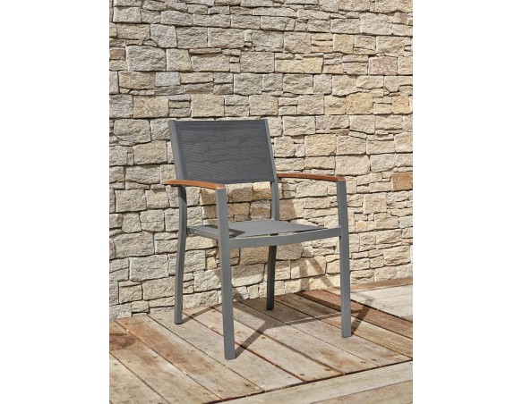 Fauteuil de jardin ORSINO alu et acacia - ANTHRACITE ORSINO-FTANTH
