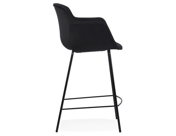 Tabouret snack mi-hauteur LARISSA MINI en velours noir