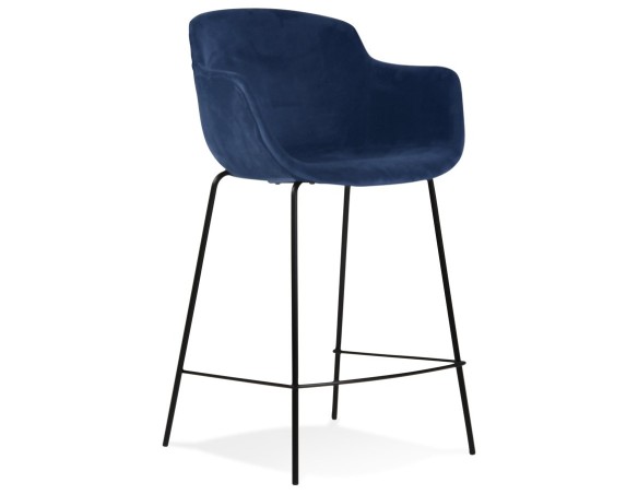 BS04270BUBL 5404028301142 Tabouret snack mi-hauteur LARISSA MINI en velours bleu