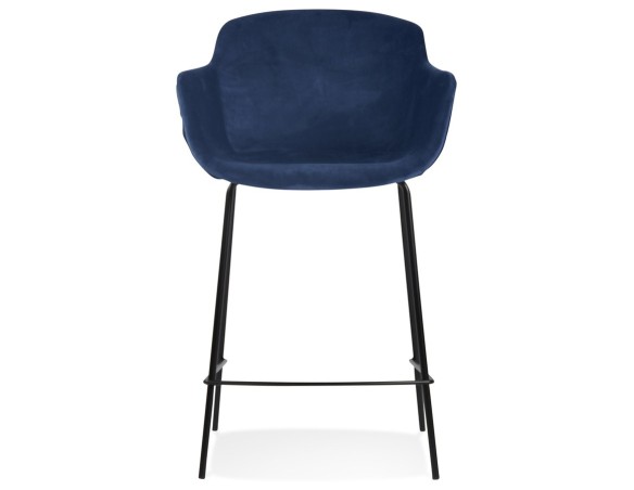 Tabouret snack mi-hauteur LARISSA MINI en velours bleu