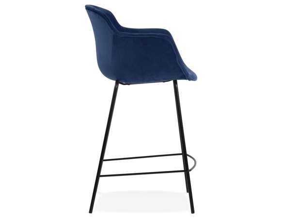 Tabouret snack mi-hauteur LARISSA MINI en velours bleu