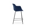 Tabouret snack mi-hauteur LARISSA MINI en velours bleu