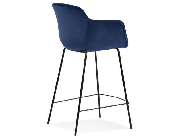 Tabouret snack mi-hauteur LARISSA MINI en velours bleu