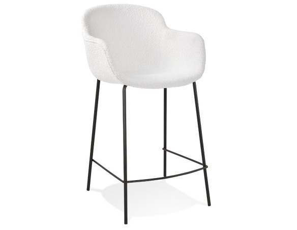 BS06010WHBL 5404028332009 Tabouret snack mi-hauteur CADRIX MINI en tissu bouclé blanc