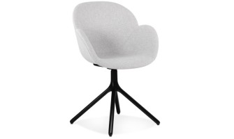 AC04370LGBL 5404028349021 Chaise avec accoudoirs LIBRA en tissu gris clair et métal noir