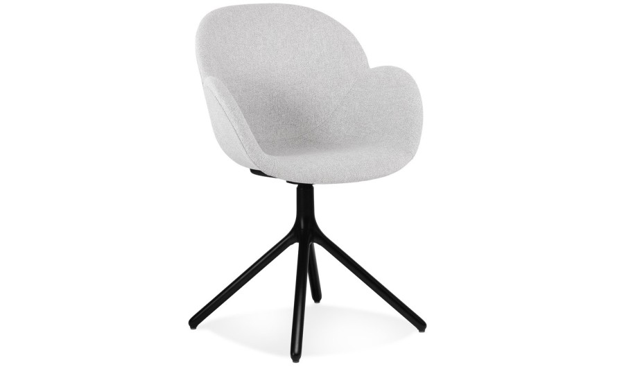 AC04370LGBL 5404028349021 Chaise avec accoudoirs LIBRA en tissu gris clair et métal noir