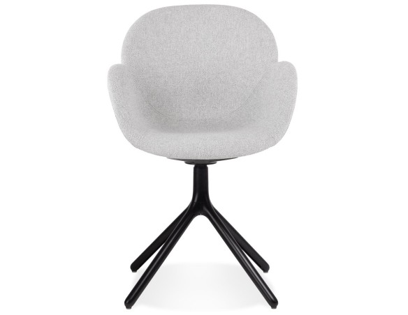 Chaise avec accoudoirs LIBRA en tissu gris clair et métal noir