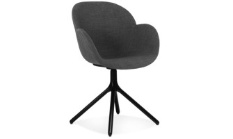 AC04380DGBL 5404028349045 Chaise avec accoudoirs LIBRA en tissu gris foncé et métal noir