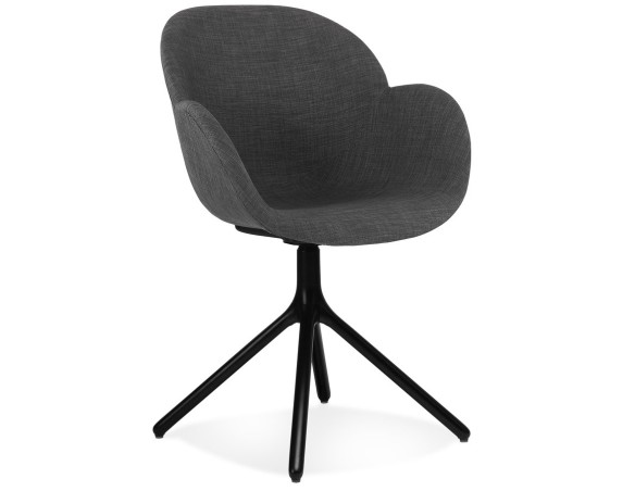 AC04380DGBL 5404028349045 Chaise avec accoudoirs LIBRA en tissu gris foncé et métal noir