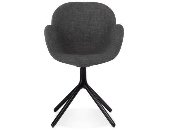 Chaise avec accoudoirs LIBRA en tissu gris foncé et métal noir