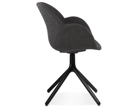 Chaise avec accoudoirs LIBRA en tissu gris foncé et métal noir