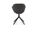 Chaise avec accoudoirs LIBRA en tissu gris foncé et métal noir
