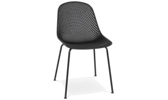 CH04260BL 5404028314005 Chaise design perforée VIKY noire intérieure / extérieure