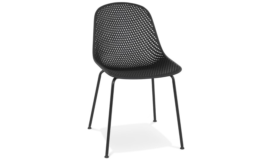 CH04260BL 5404028314005 Chaise design perforée VIKY noire intérieure / extérieure