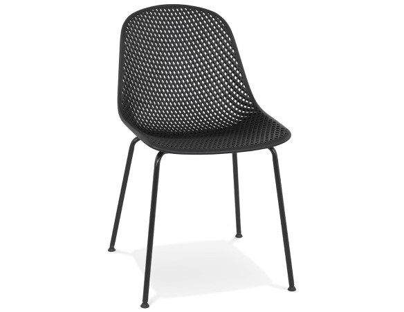 CH04260BL 5404028314005 Chaise design perforée VIKY noire intérieure / extérieure
