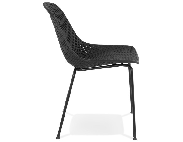 Chaise design perforée VIKY noire intérieure / extérieure