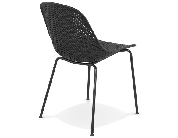 Chaise design perforée VIKY noire intérieure / extérieure