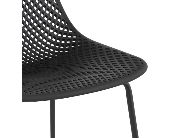 Chaise design perforée VIKY noire intérieure / extérieure