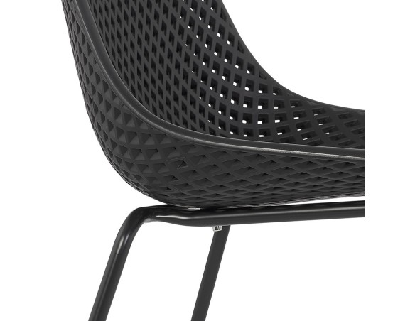 Chaise design perforée VIKY noire intérieure / extérieure