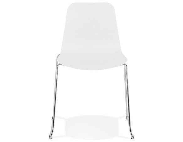 Chaise moderne EXPO blanche avec pieds en métal chromé