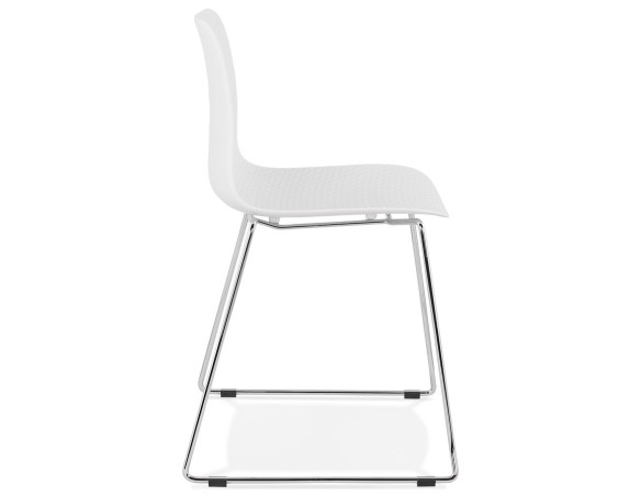 Chaise moderne EXPO blanche avec pieds en métal chromé