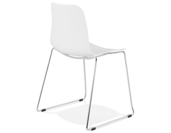 Chaise moderne EXPO blanche avec pieds en métal chromé