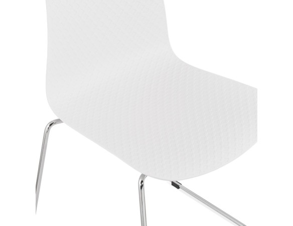Chaise moderne EXPO blanche avec pieds en métal chromé