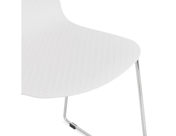 Chaise moderne EXPO blanche avec pieds en métal chromé