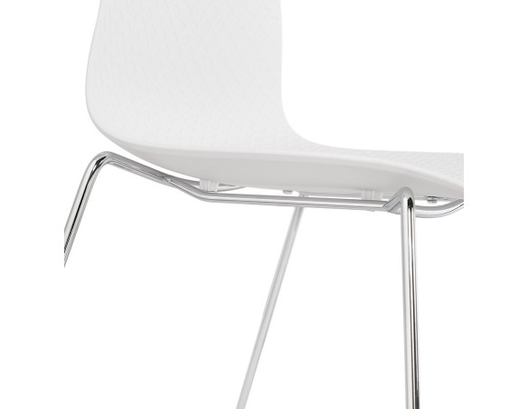 Chaise moderne EXPO blanche avec pieds en métal chromé