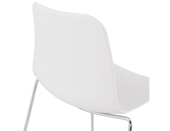 Chaise moderne EXPO blanche avec pieds en métal chromé