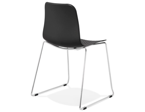 Chaise moderne EXPO noire avec pieds en métal chromé
