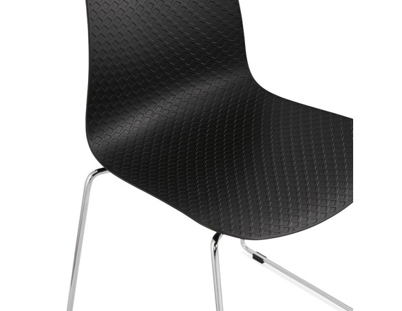 Chaise moderne EXPO noire avec pieds en métal chromé