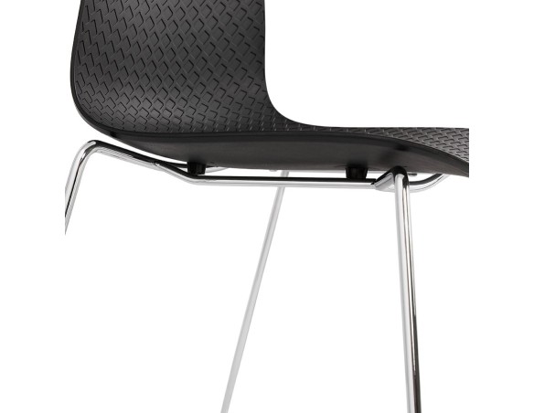 Chaise moderne EXPO noire avec pieds en métal chromé
