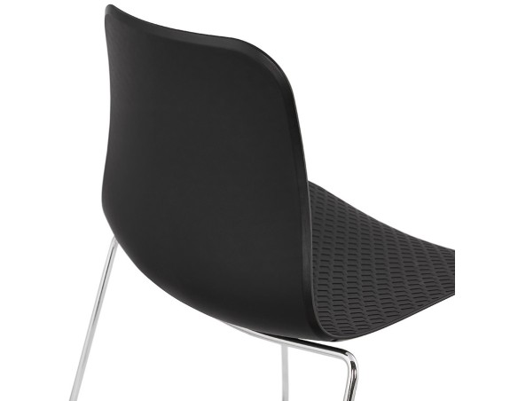 Chaise moderne EXPO noire avec pieds en métal chromé