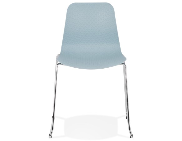Chaise moderne EXPO bleue avec pieds en métal chromé