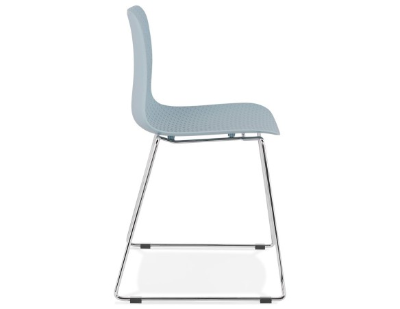 Chaise moderne EXPO bleue avec pieds en métal chromé