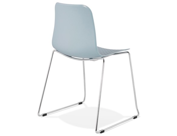 Chaise moderne EXPO bleue avec pieds en métal chromé