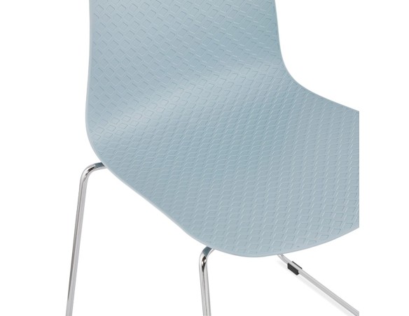Chaise moderne EXPO bleue avec pieds en métal chromé