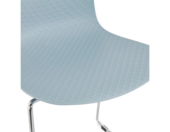 Chaise moderne EXPO bleue avec pieds en métal chromé