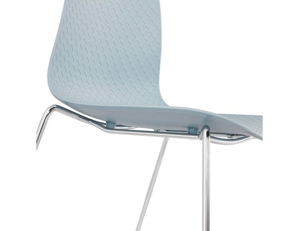 Chaise moderne EXPO bleue avec pieds en métal chromé