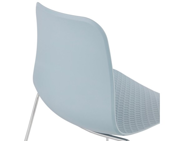 Chaise moderne EXPO bleue avec pieds en métal chromé