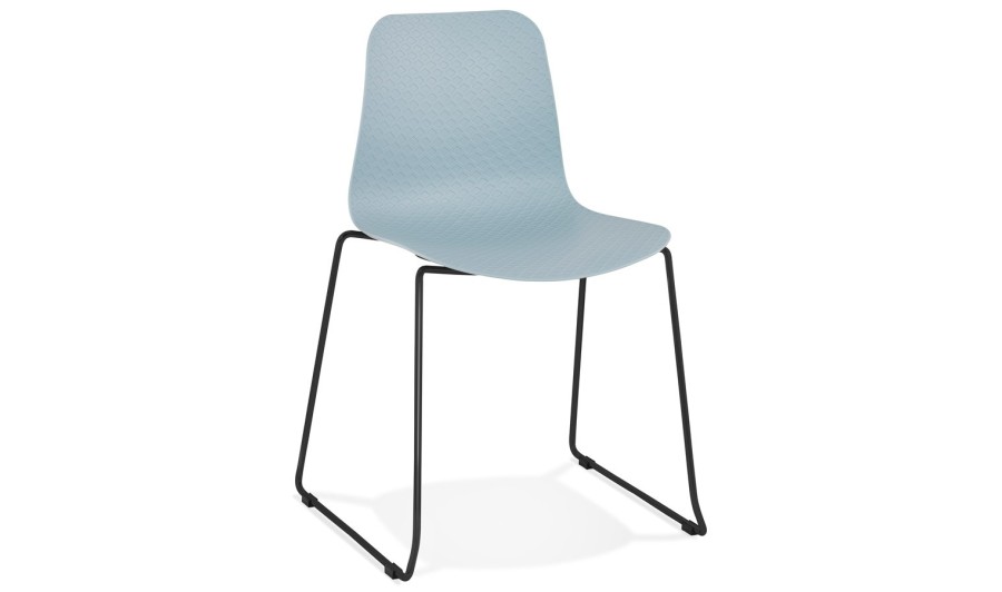 CH02360BUBL 5420072064420 Chaise moderne EXPO bleue avec pieds en métal noir