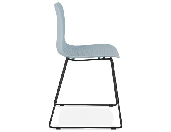 Chaise moderne EXPO bleue avec pieds en métal noir