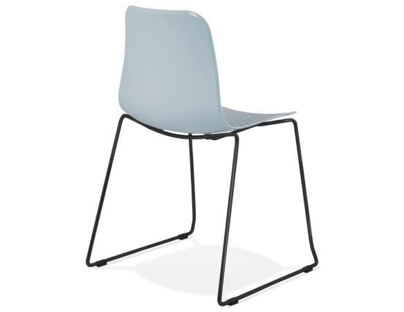 Chaise moderne EXPO bleue avec pieds en métal noir